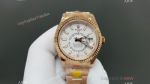 Rolex Sky-dweller 42mm 9002 Movement White Face Rose Gold Oyster Band Watch